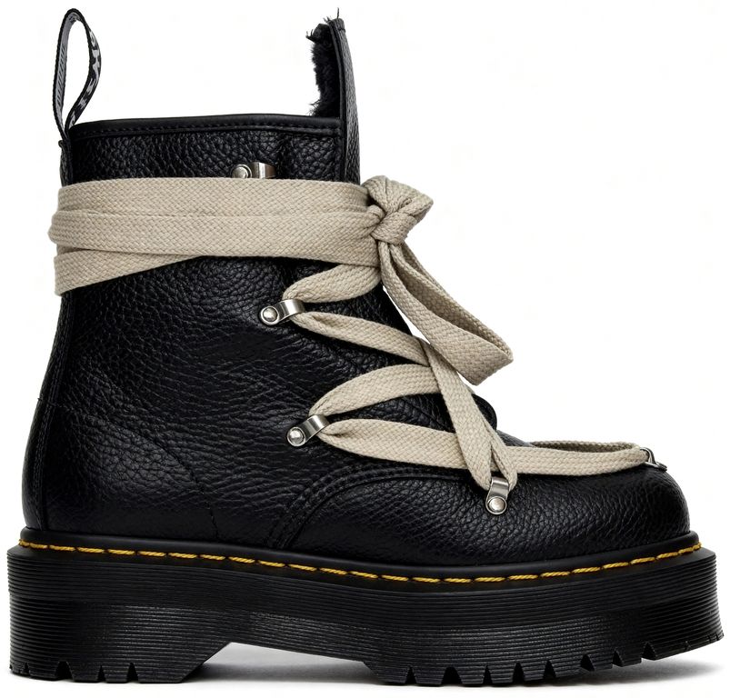 Dr. Martens x Rick Owens Jumbo Pentagram DRKSHDW Black Winter с мехом