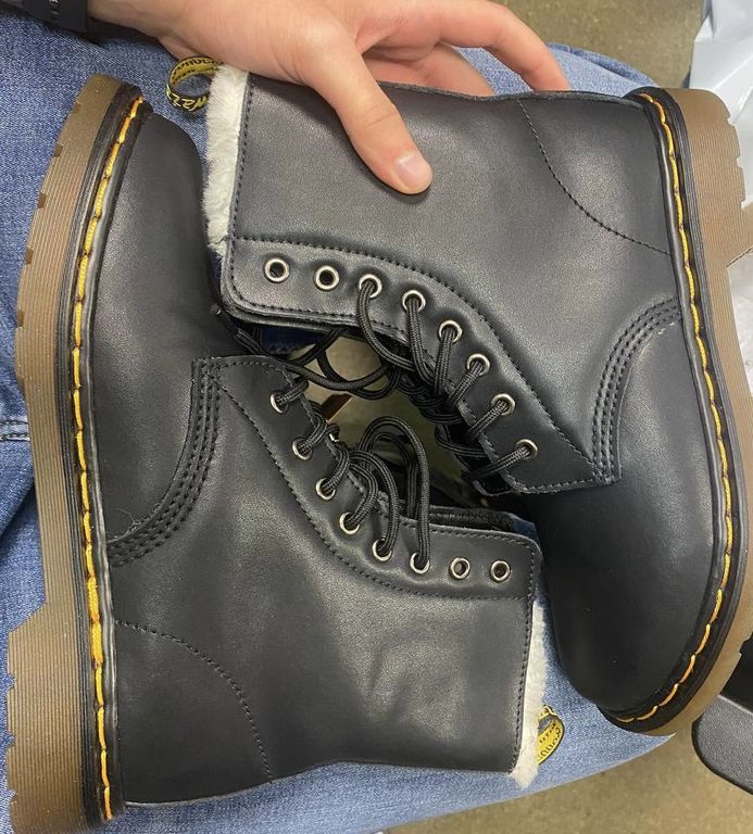 Ботинки Dr. Martens 1460 Serena Black Burnished Wyoming с мехом