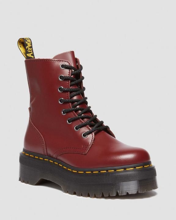 Ботинки Dr Martens 1460 Jadon Smooth Cherry на толстой подошве бордовые