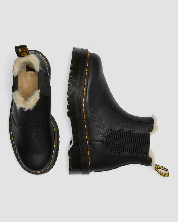 Челси Dr Martens Chelsea Faux Fur-Lined Platform Black на платформе с мехом
