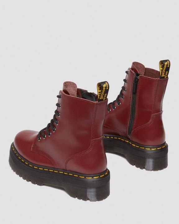 Ботинки Dr Martens 1460 Jadon Smooth Cherry на толстой подошве бордовые