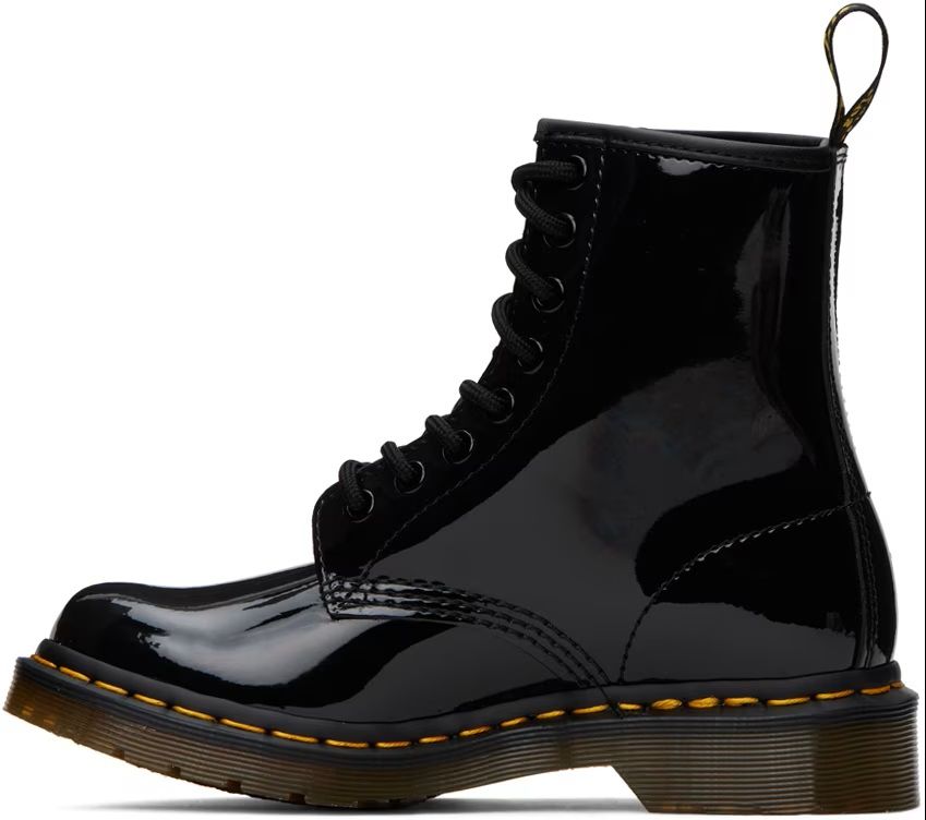Dr Martens 1460 Black Smooth Double Stitch Leather Fur Boots с мехом