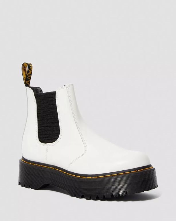 Челси Dr Martens 2976 Yellow Stitch Smooth Leather Chelsea White