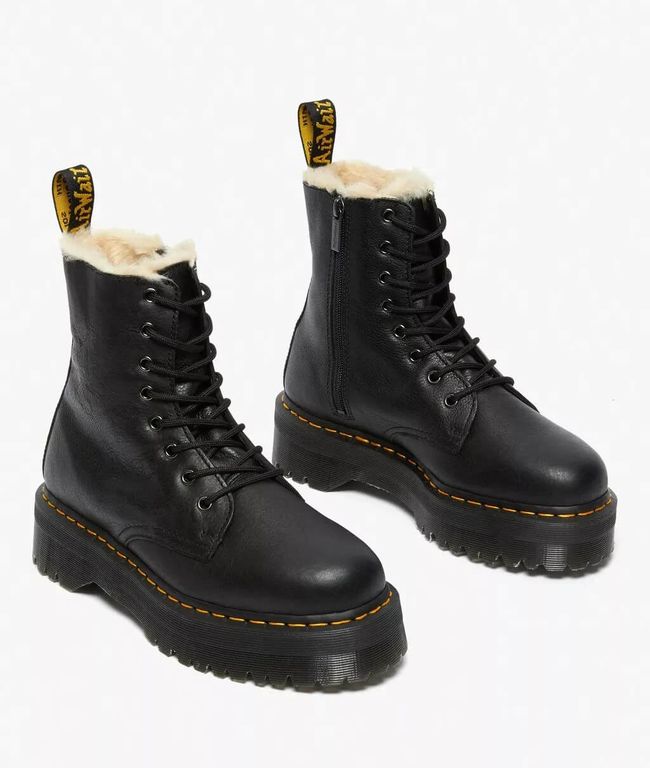 Зимние ботинки Dr Martens Jadon Black на платформе с мехом