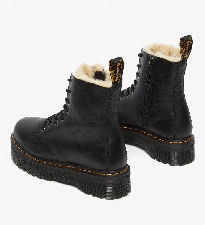 Зимние ботинки Dr Martens Jadon Black на платформе с мехом