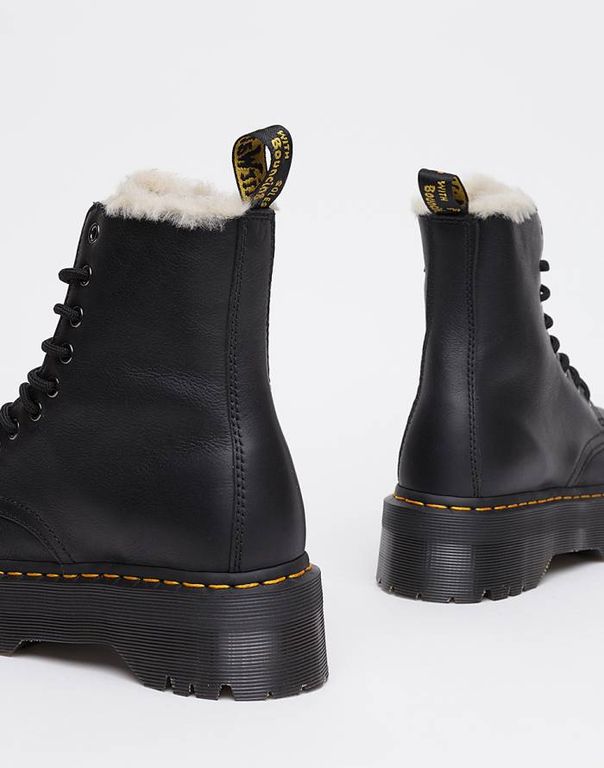 Зимние ботинки Dr Martens Jadon Black на платформе с мехом